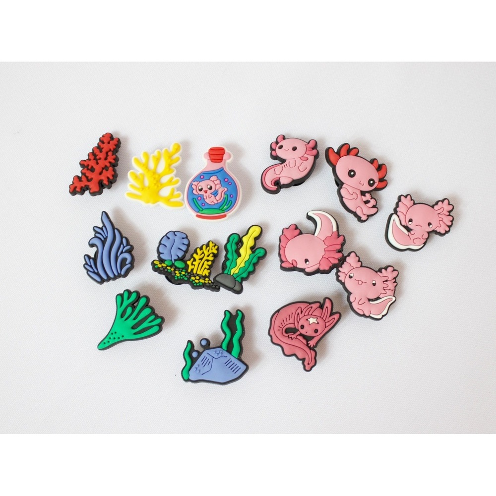 Axolotl and Ocean Life Reef Croc Jibbitz Shoe‎ Charms Lot of 14